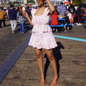 Hill House Pink and White Paisley Mini Skirt